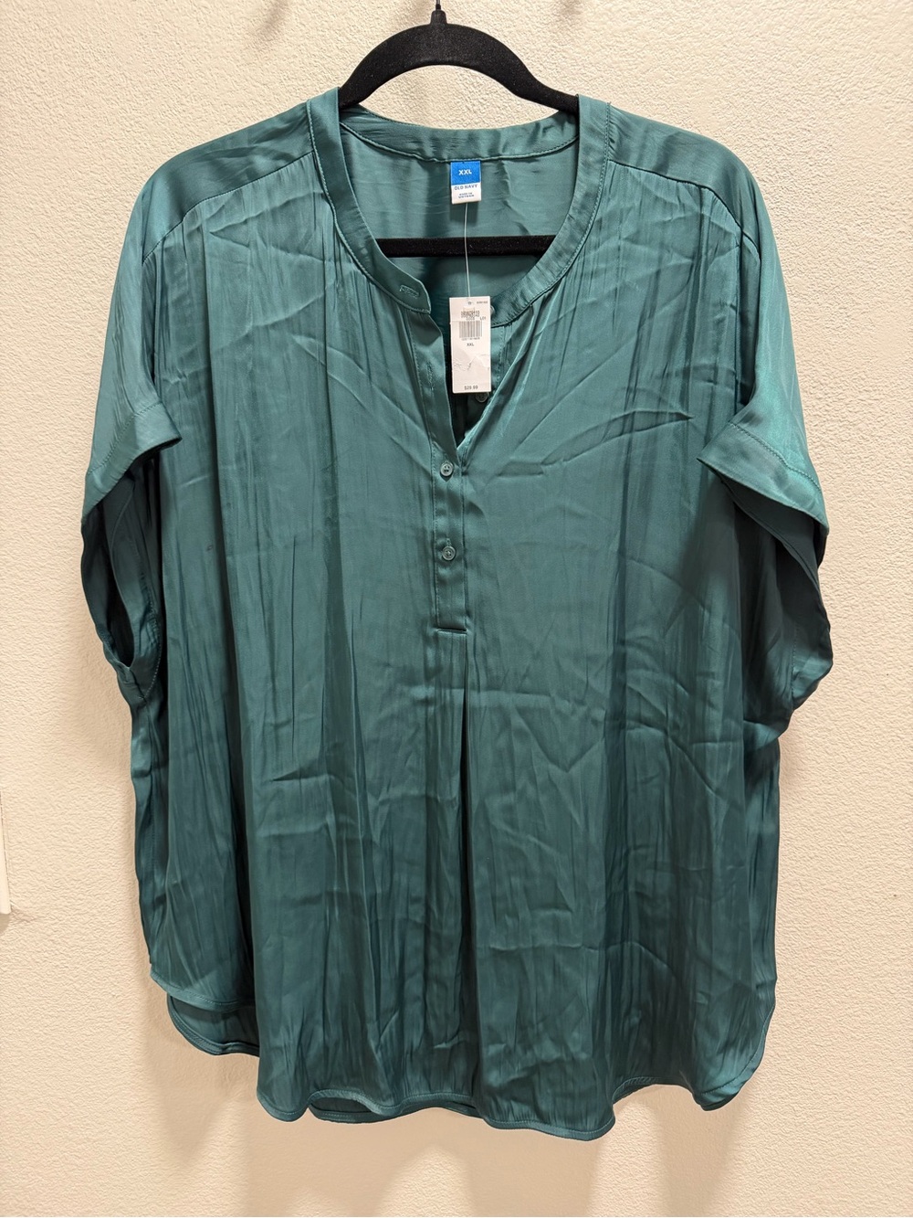 Old Navy Teal V-Neck Button-Front Blouse